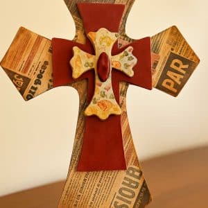 Rustic Elegance: Handcrafted Vintage-Style Layered Wood Cross (6" x 9.5")