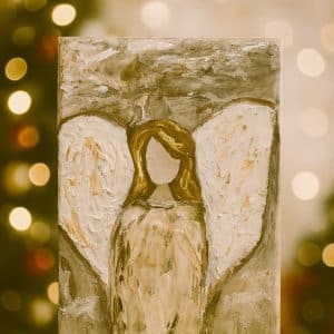 Serenity Angel - Rustic Wood Block Painting