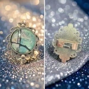 Vintage-Inspired Turquoise Ring: A Crisscross of Color & Silver Filigree