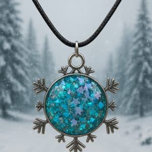 ❄️ "Winter's Dream" – Sparkling Blue Resin Snowflake Pendant Necklace