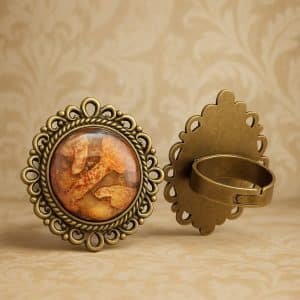 🍂 "Autumn Whisper" – Abstract Resin Art Ring in Antique Bronze Filigree Bezel