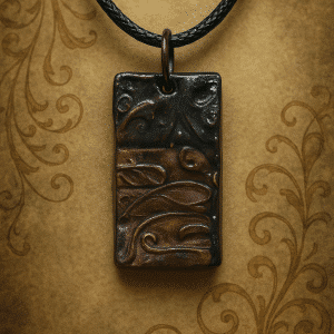 🕯️ "Ancient Embers" – Embossed Bronze and Copper Metallic Resin Pendant Necklace