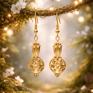 🌷 "Imperial Tulip" – Ornate Filigree Gold Medallion & Sculpted Floral Dangle Earrings