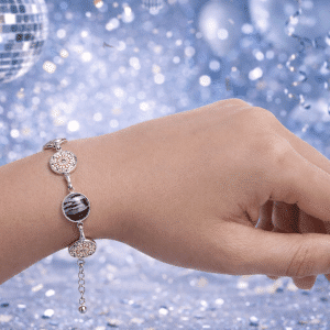 🦓✨ "Bold Grace" – Handcrafted Zebra Print and Geometric Mandala Bezel Link Bracelet