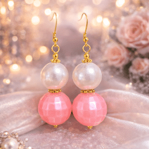 ✨🌸 "Peony Pearl" – Handcrafted Elegant Petal Pink Faceted and Luminous Pearl Artisan Drop Earrings
