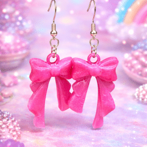 ✨🎀 "Fuchsia Ribbon" – Handcrafted Vibrant Hot Pink Resin Bow Statement Earrings
