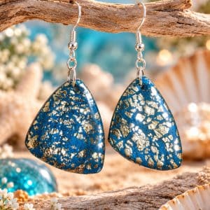 💙 Gilded Sapphire — Handmade Clay Earrings