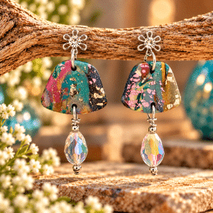🌈✨Kaleidoscope Dreams – Handcrafted Multicolor Clay Earrings with Metallic Accents