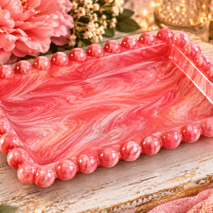 🌸✨ Coral Kiss – Hand-Poured Resin Jewelry & Trinket Tray
